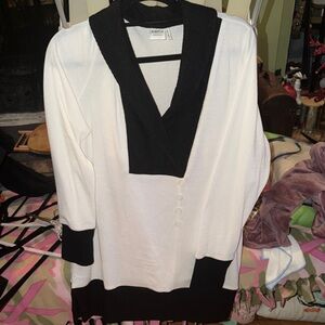 Simple Black and Cream Knit Dress